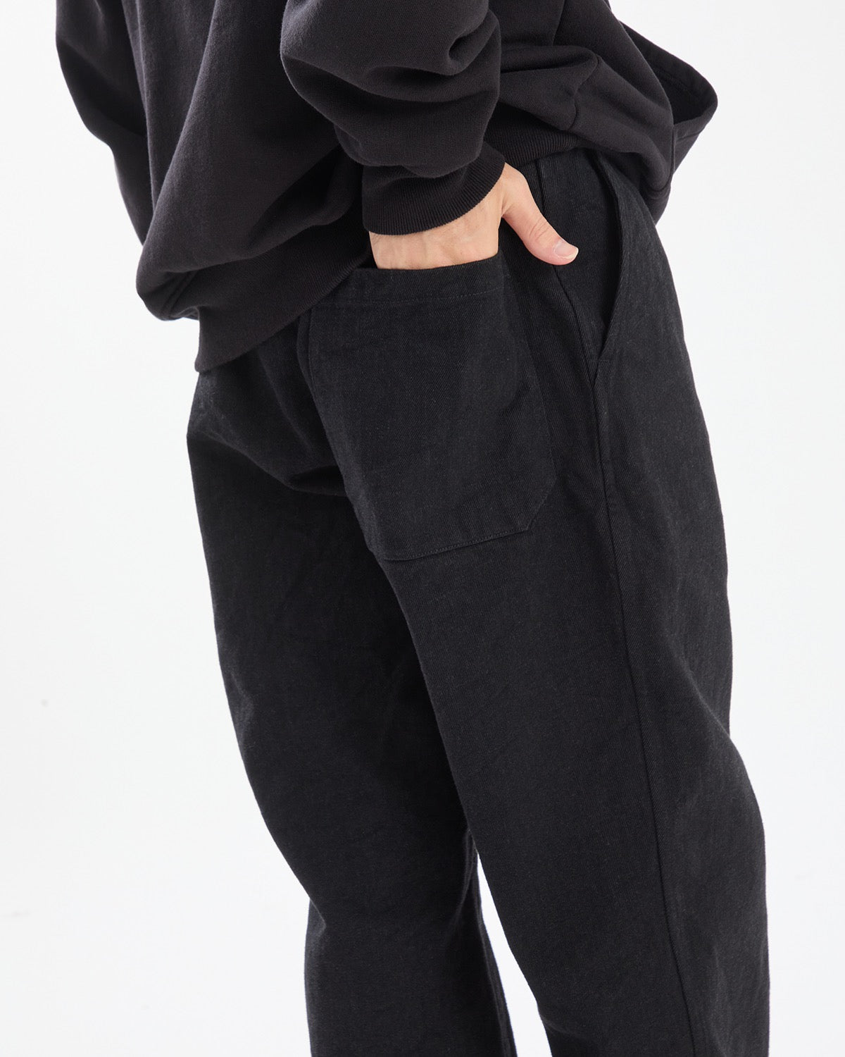 BLACK DENIM OVER PANTS