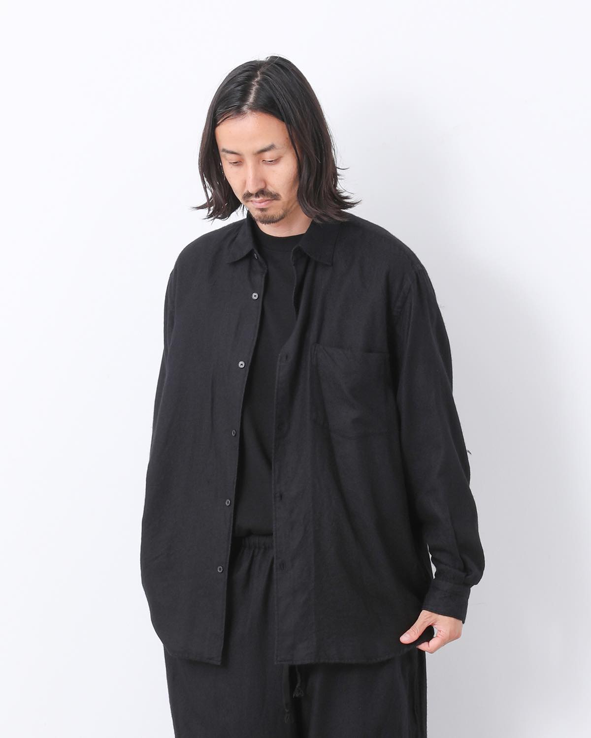 カシミヤシルク製品染シャツ