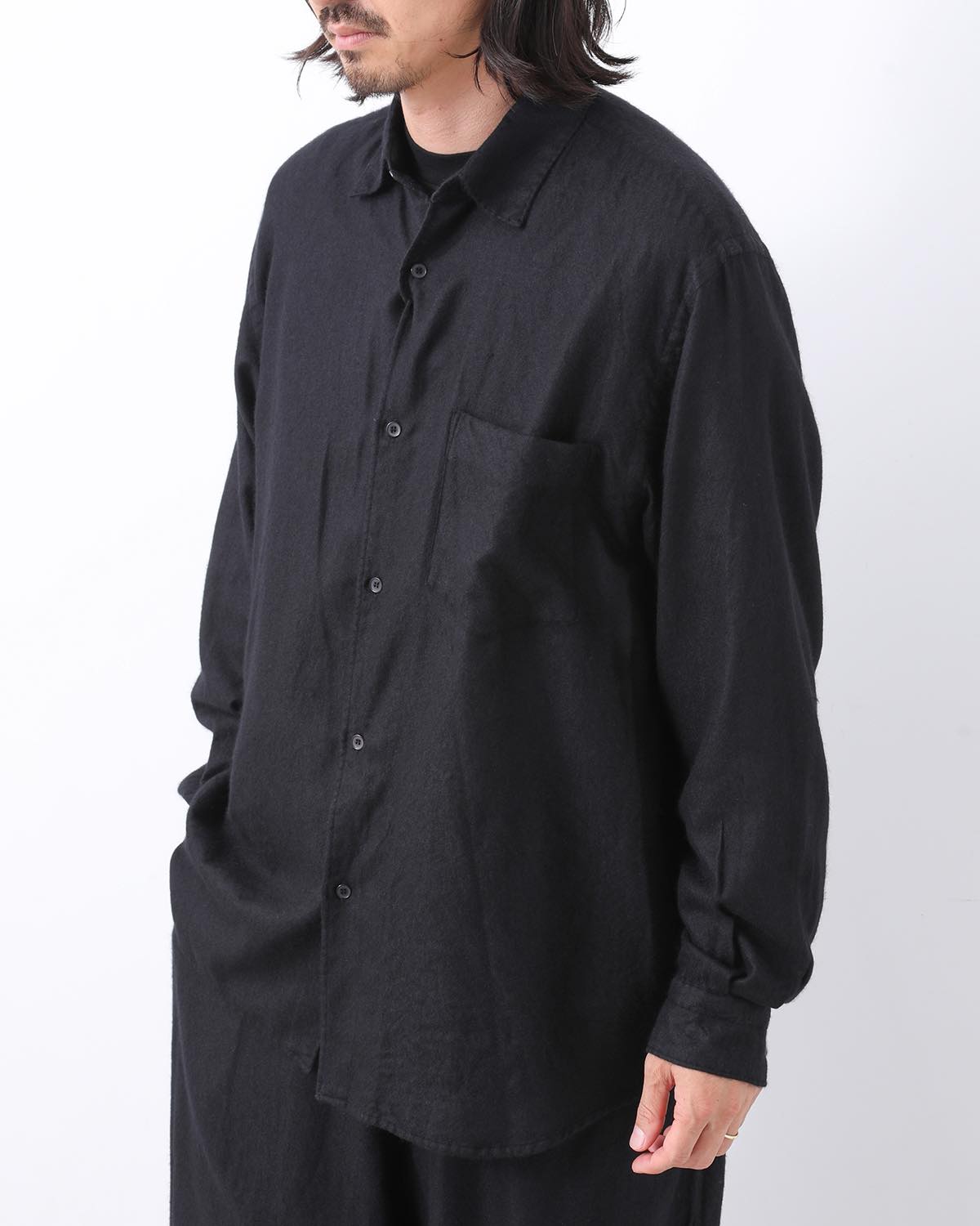 カシミヤシルク製品染シャツ