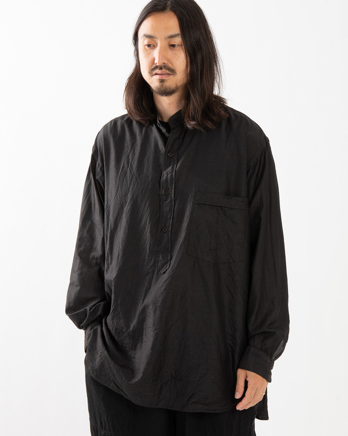 WOOL SILK PULLOVER SHIRT