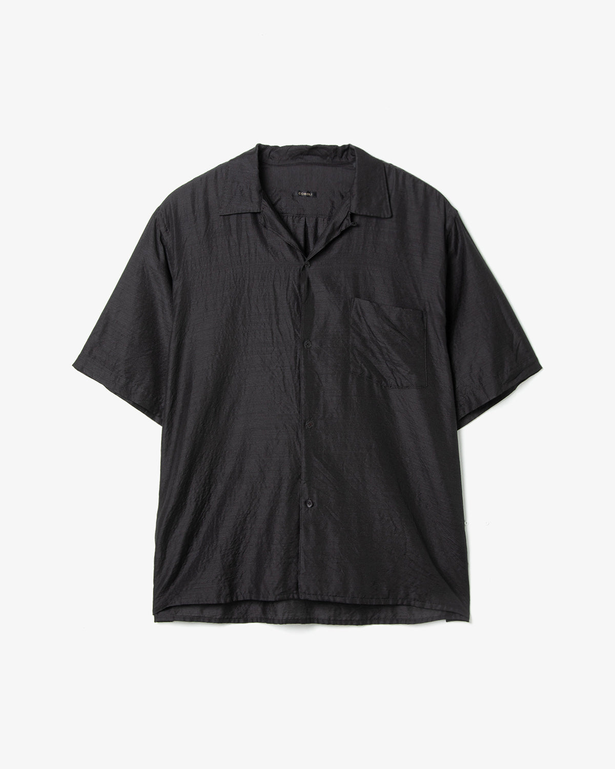 WOOL SILK SHORT SLEEVE OPEN COLLAR SHIRT