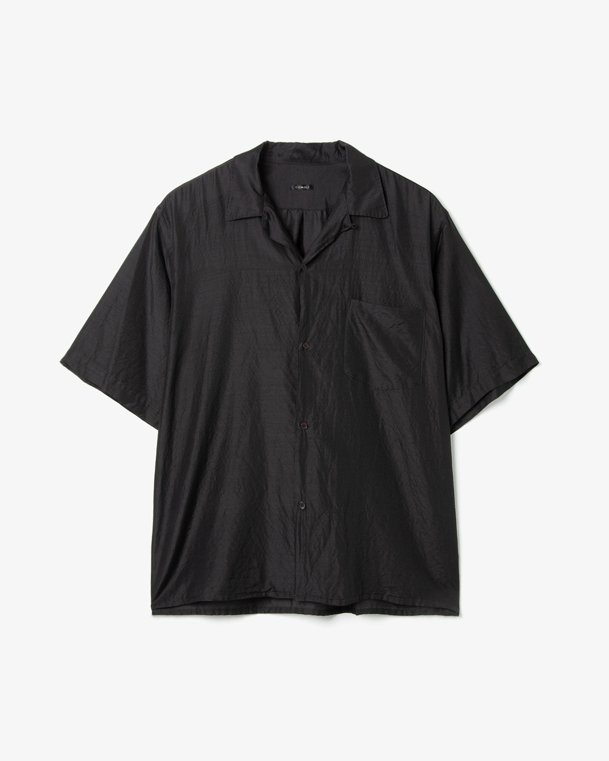 WOOL SILK SHORT SLEEVE OPEN COLLAR SHIRT