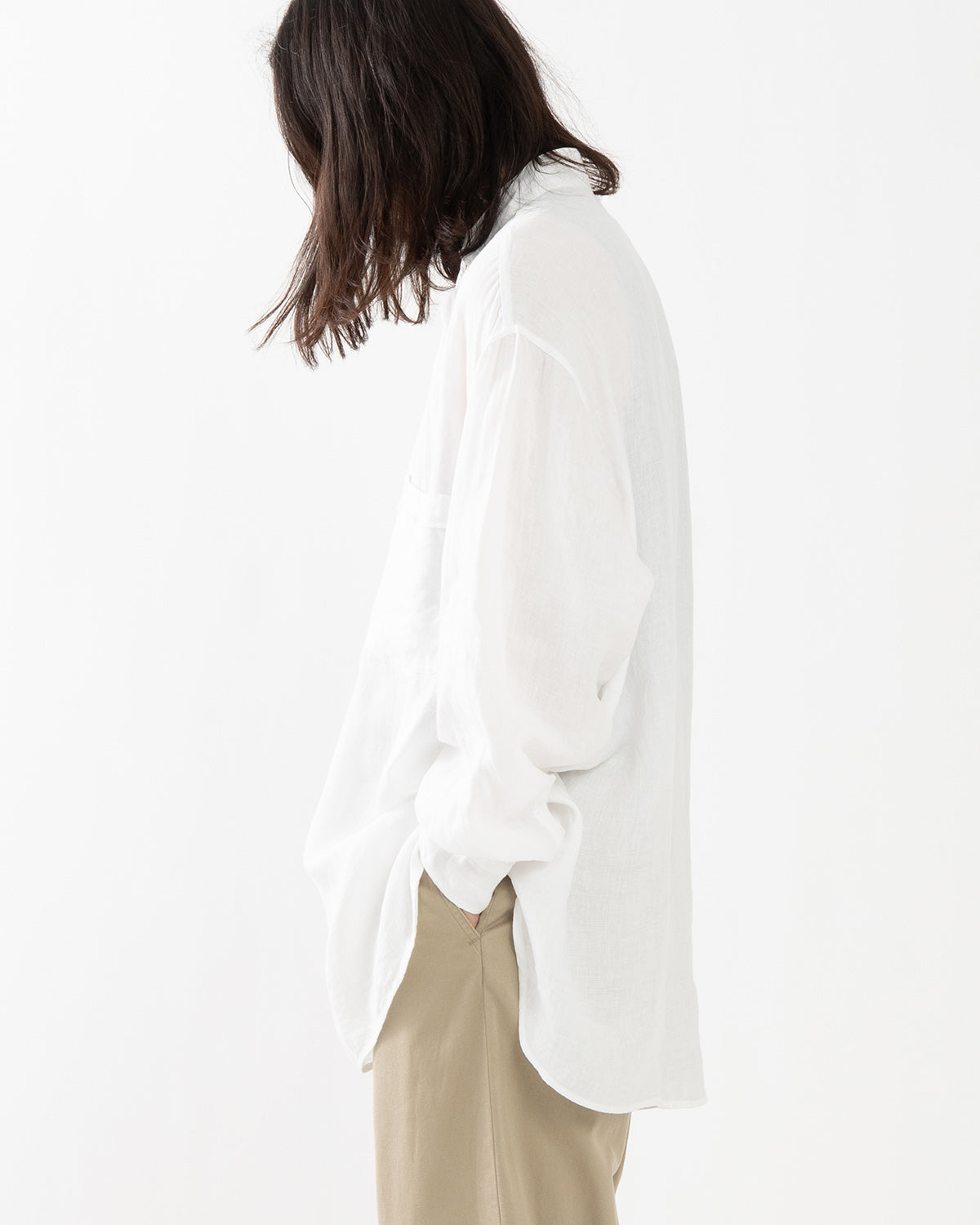 LINEN DOUBLE CLOTH PULLOVER SHIRT