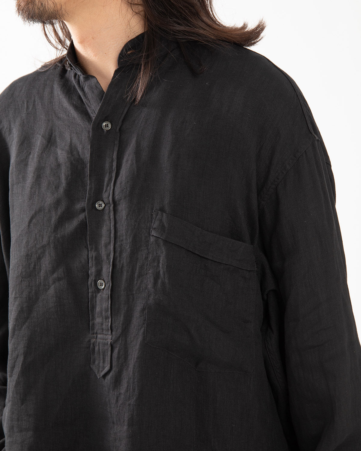 LINEN DOUBLE CLOTH PULLOVER SHIRT