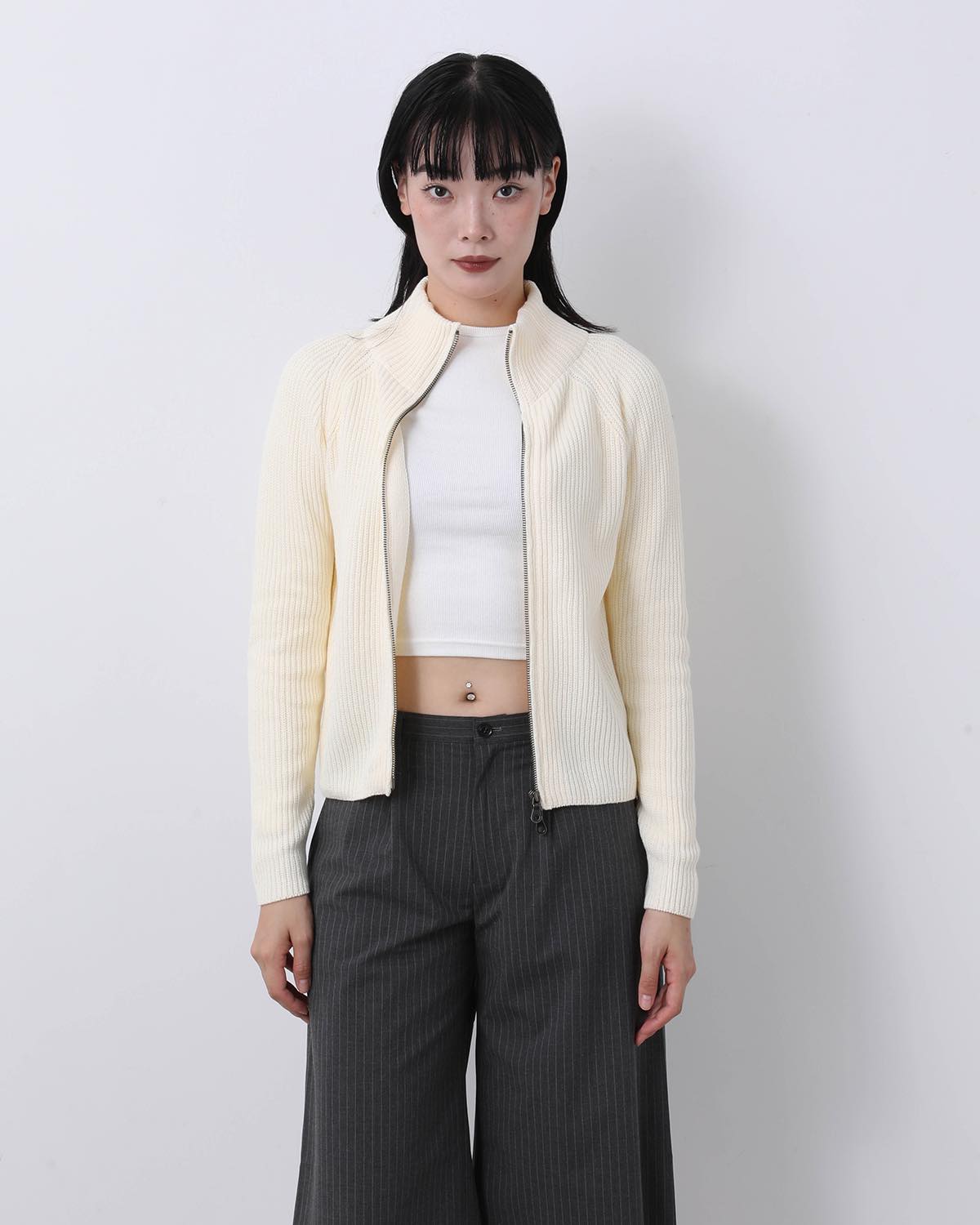 KNIT ZIP UP TOP