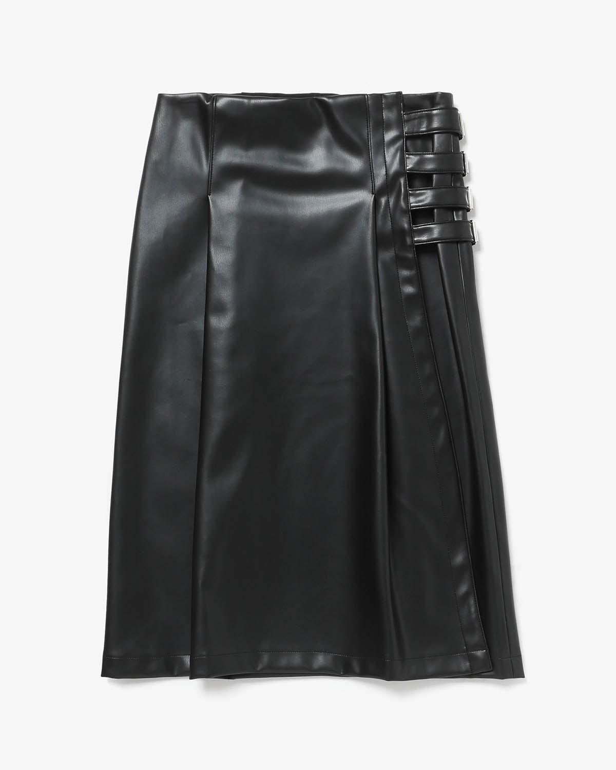 LEATHER WRAP MID SKIRT