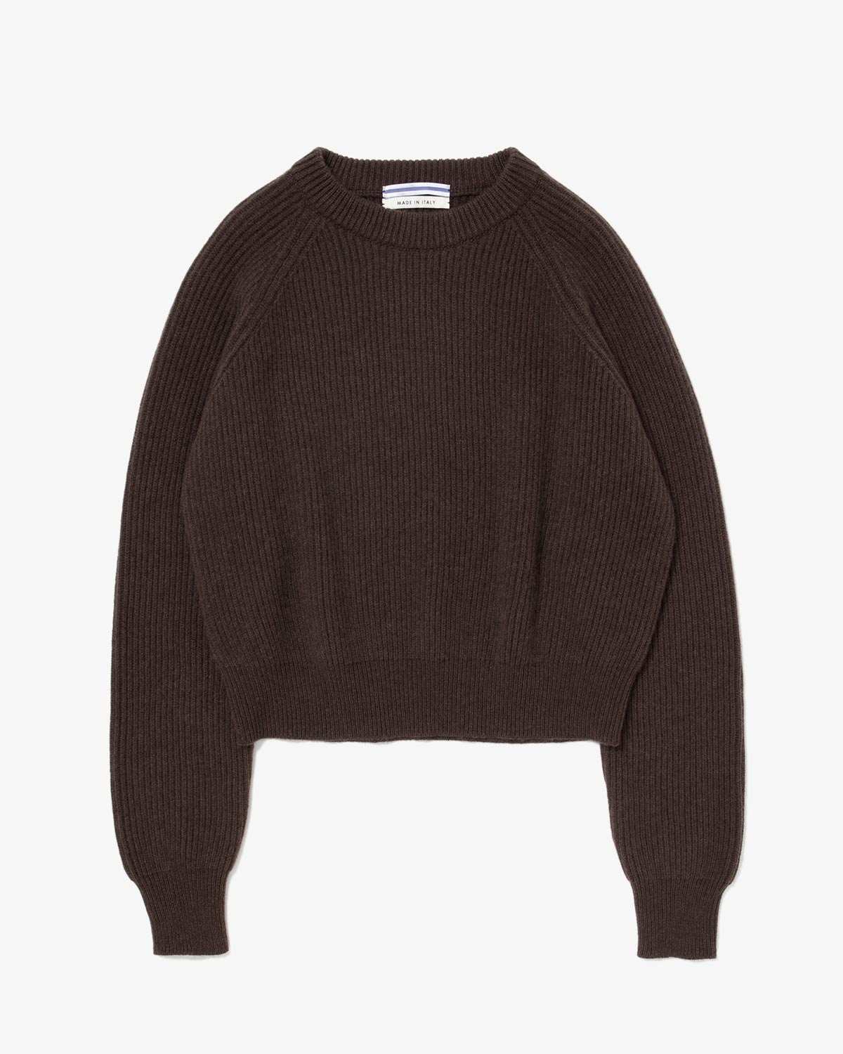 RIBBED RAGLAN CASHMERE CROPPED SWEATER