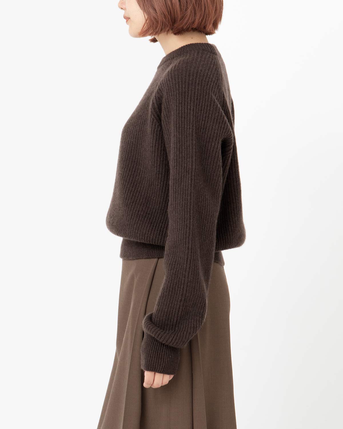 RIBBED RAGLAN CASHMERE CROPPED SWEATER