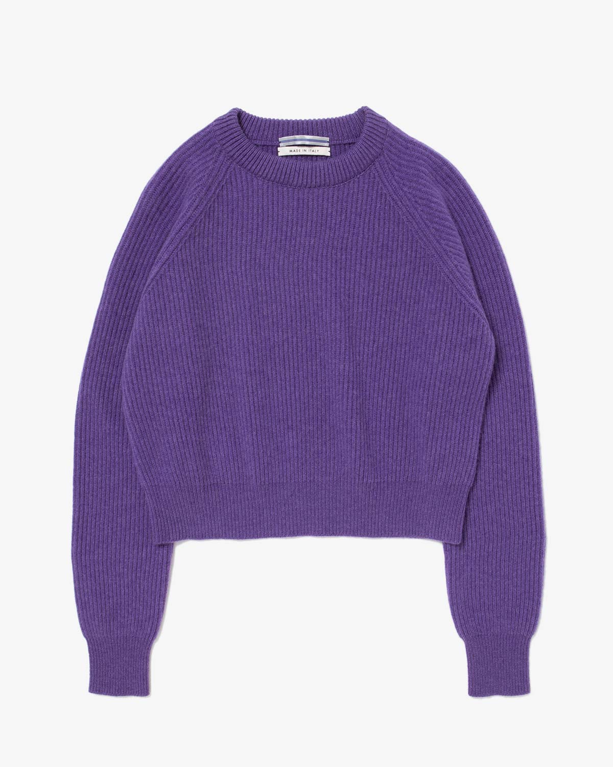 RIBBED RAGLAN CASHMERE CROPPED SWEATER