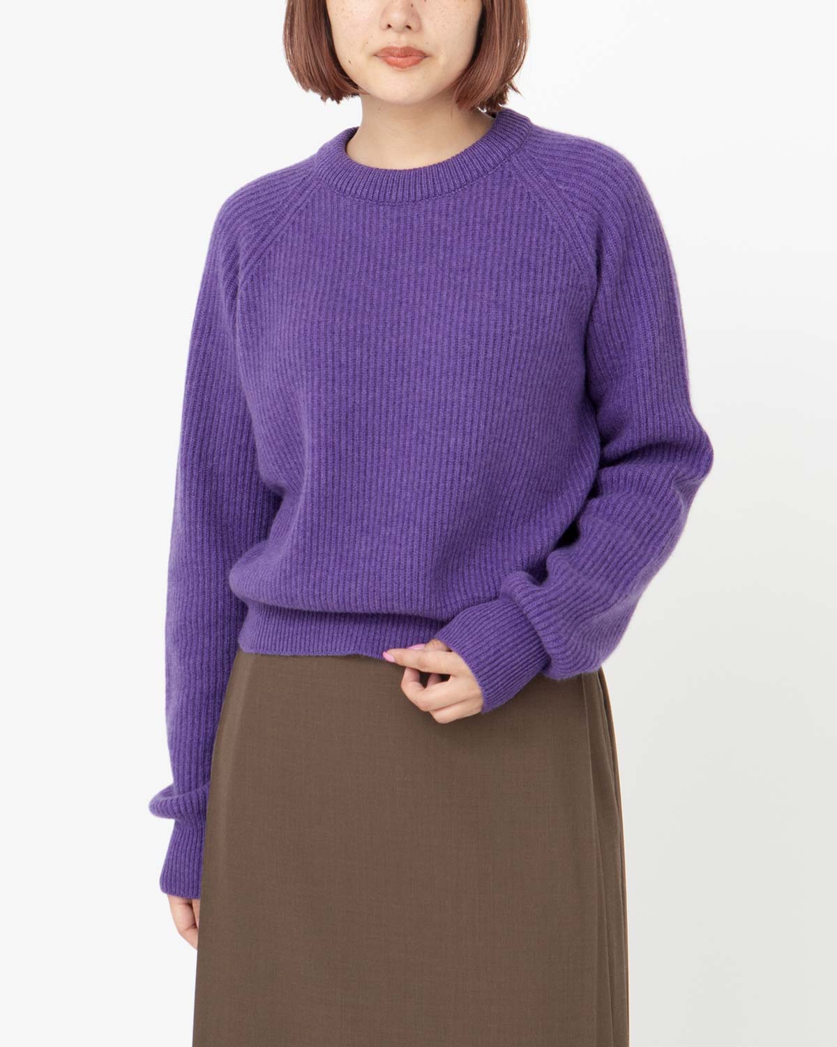 RIBBED RAGLAN CASHMERE CROPPED SWEATER