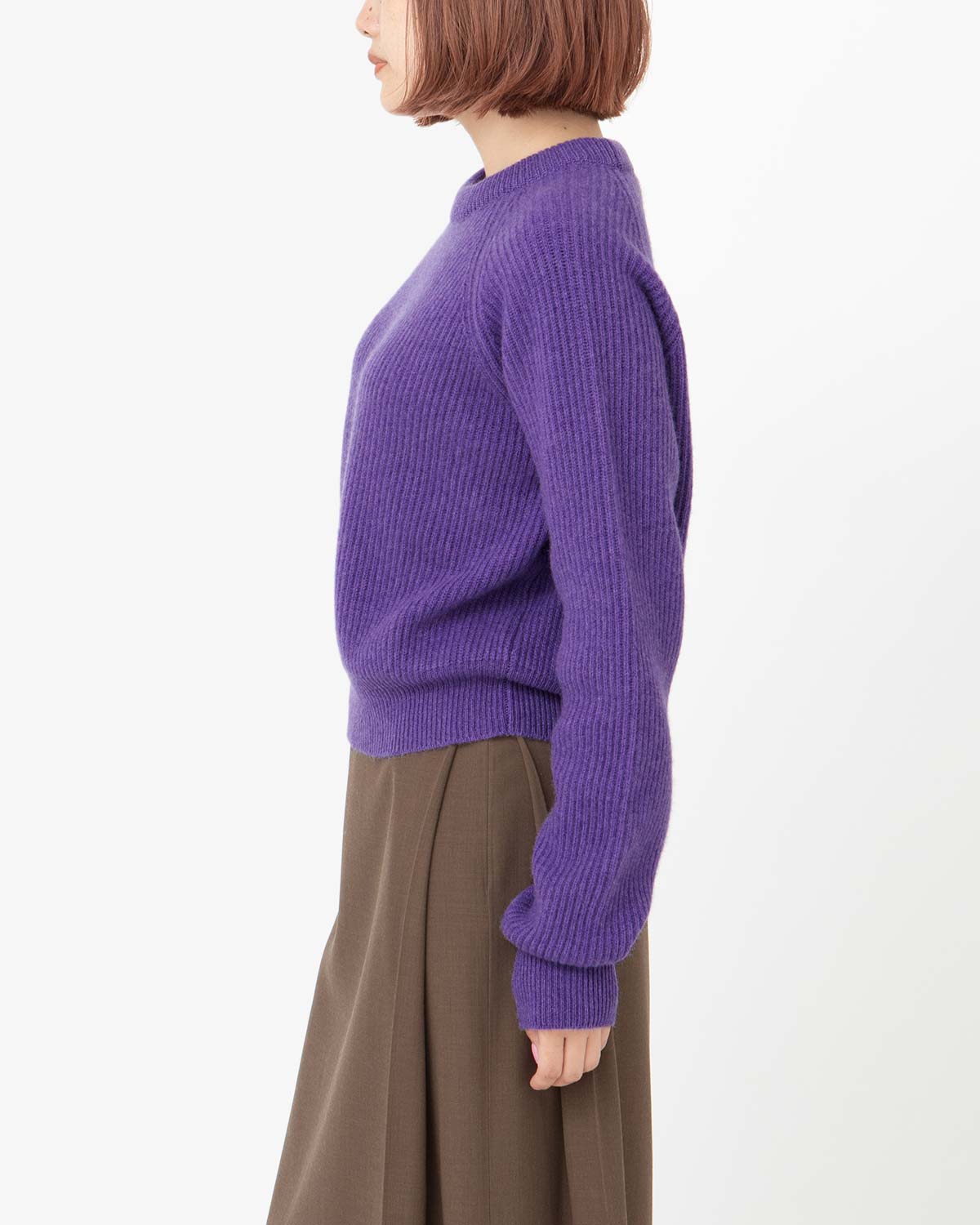 RIBBED RAGLAN CASHMERE CROPPED SWEATER