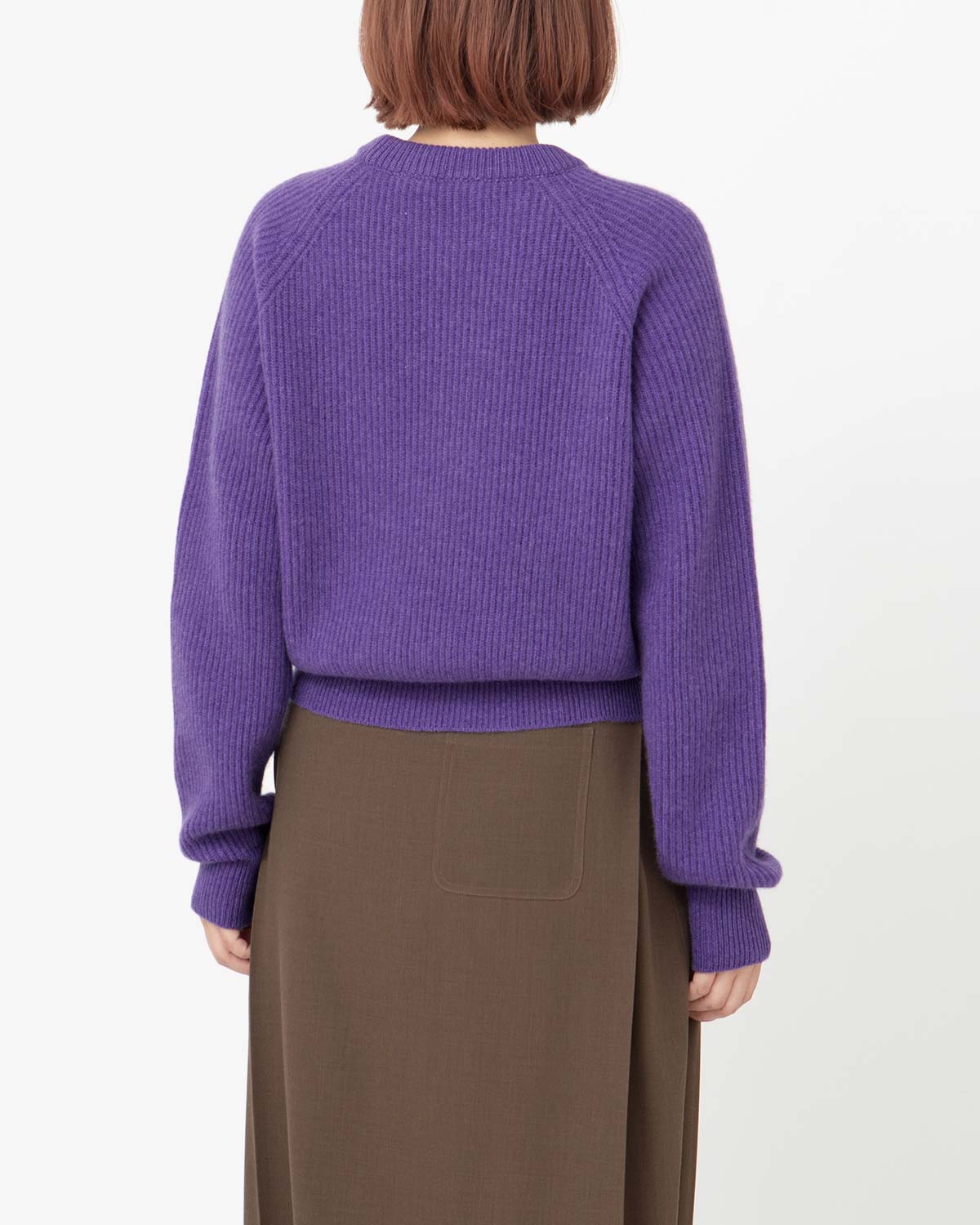 RIBBED RAGLAN CASHMERE CROPPED SWEATER