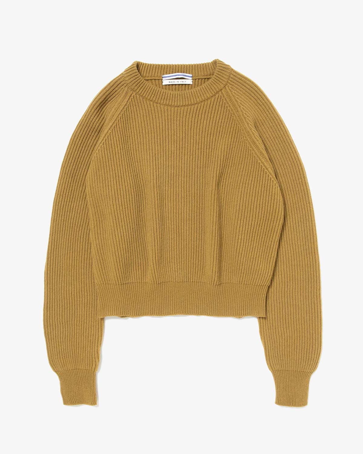 RIBBED RAGLAN CASHMERE CROPPED SWEATER