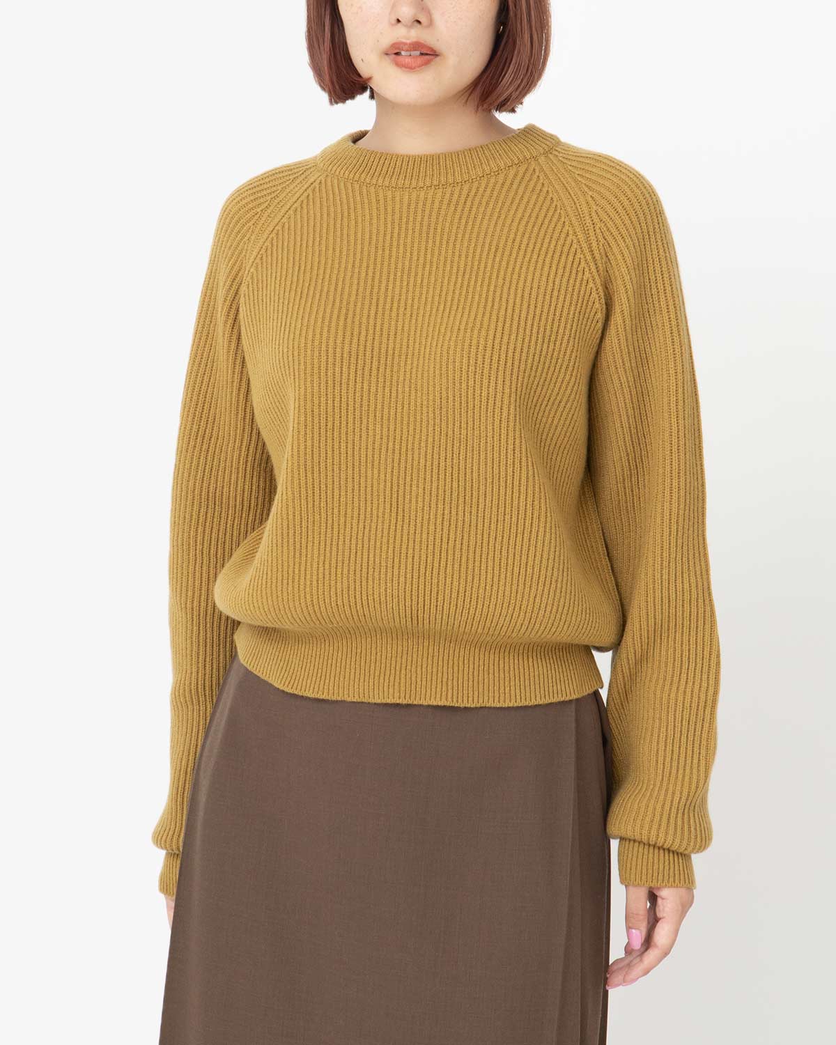 RIBBED RAGLAN CASHMERE CROPPED SWEATER