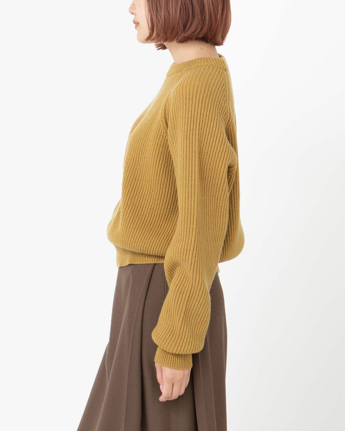 RIBBED RAGLAN CASHMERE CROPPED SWEATER