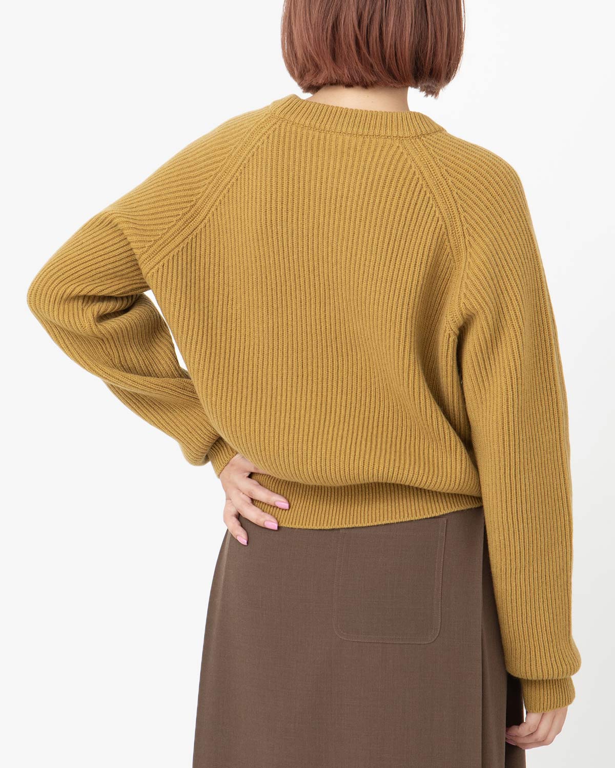 RIBBED RAGLAN CASHMERE CROPPED SWEATER