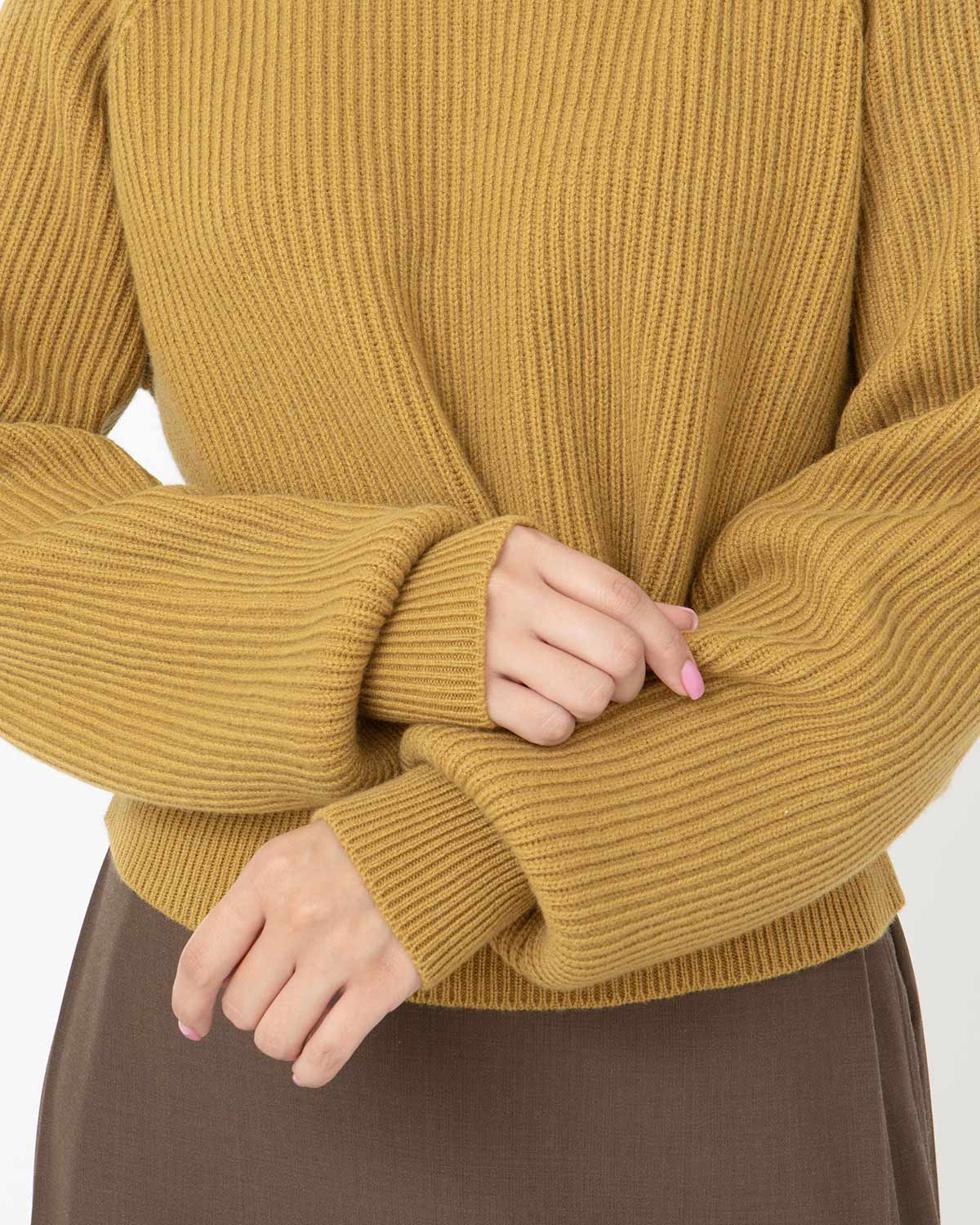 RIBBED RAGLAN CASHMERE CROPPED SWEATER