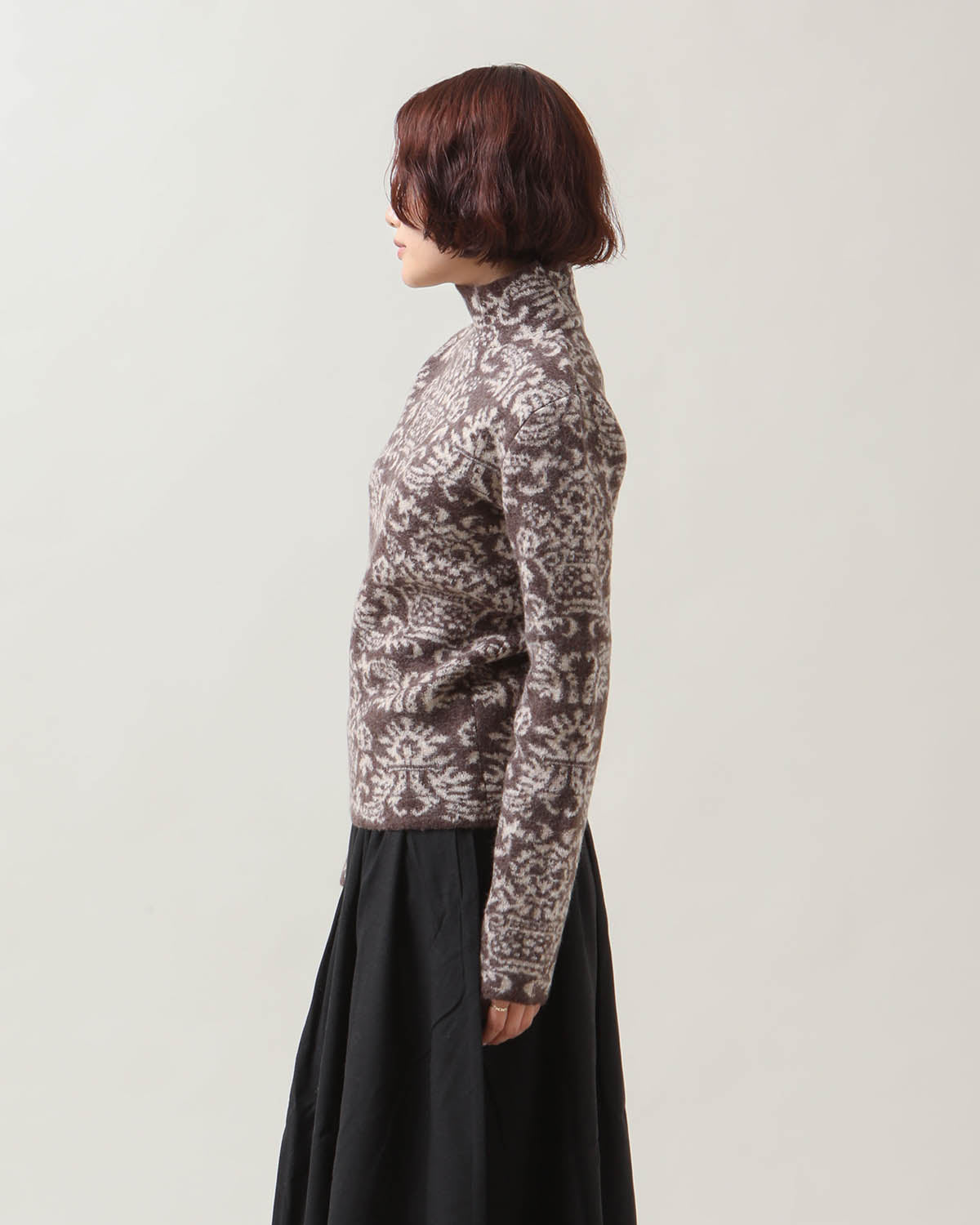 FELTED JACQUARD TURTLE NECK SWEATER