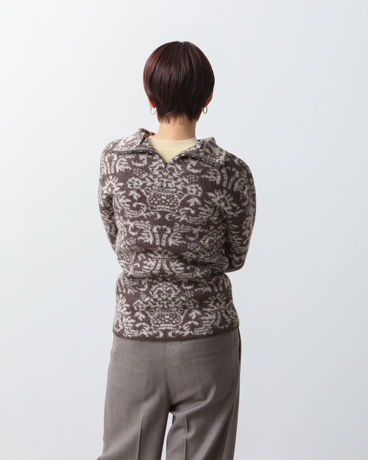 FELTED JACQUARD TURTLE NECK SWEATER