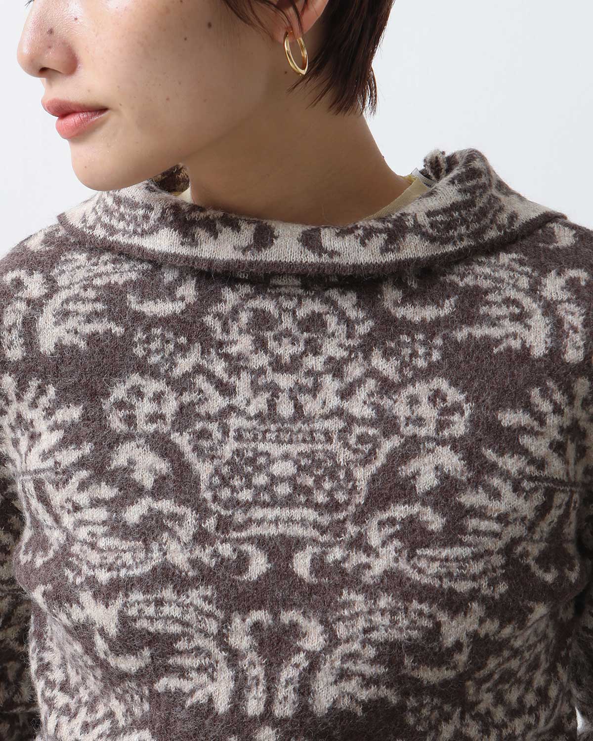 FELTED JACQUARD TURTLE NECK SWEATER