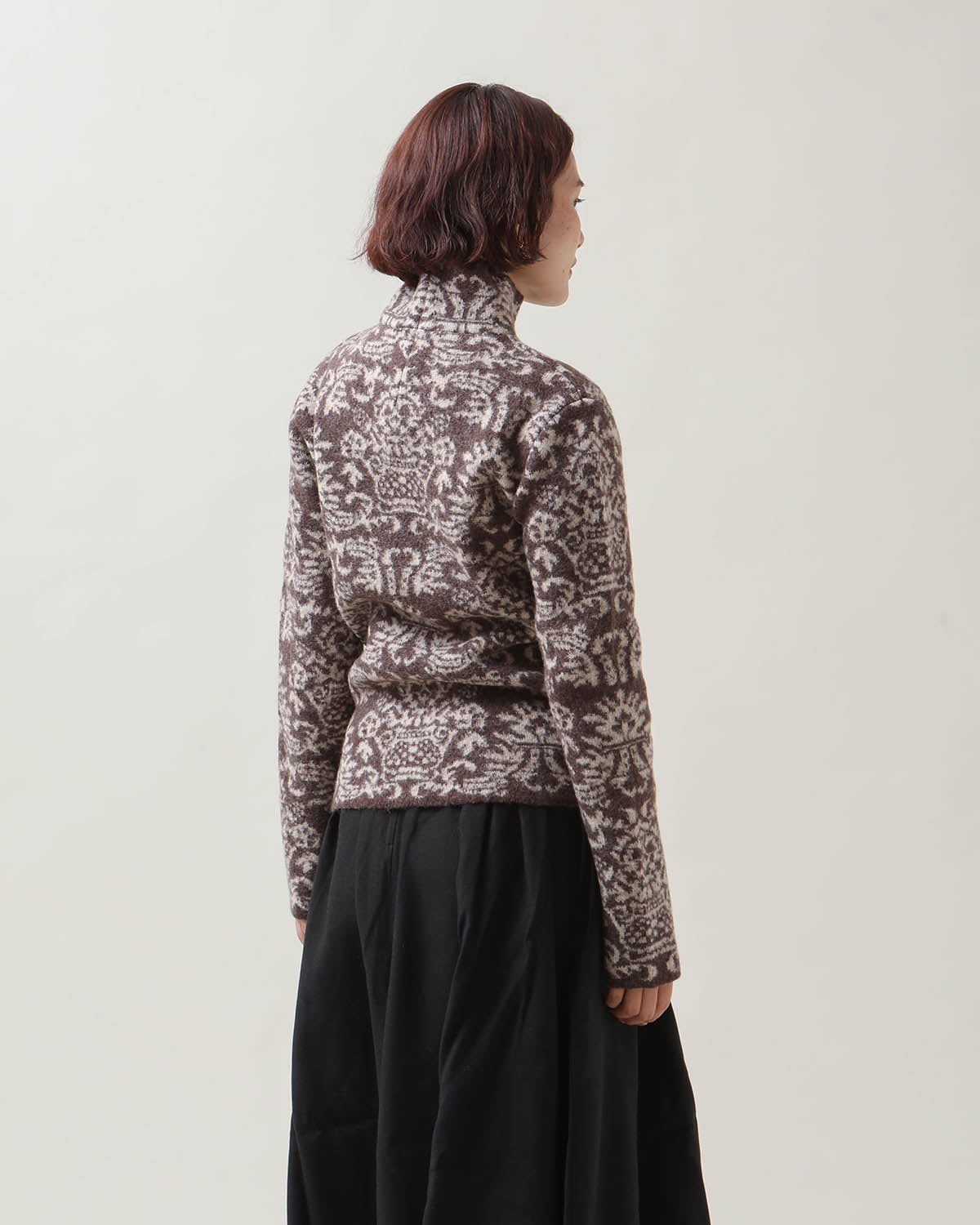 FELTED JACQUARD TURTLE NECK SWEATER