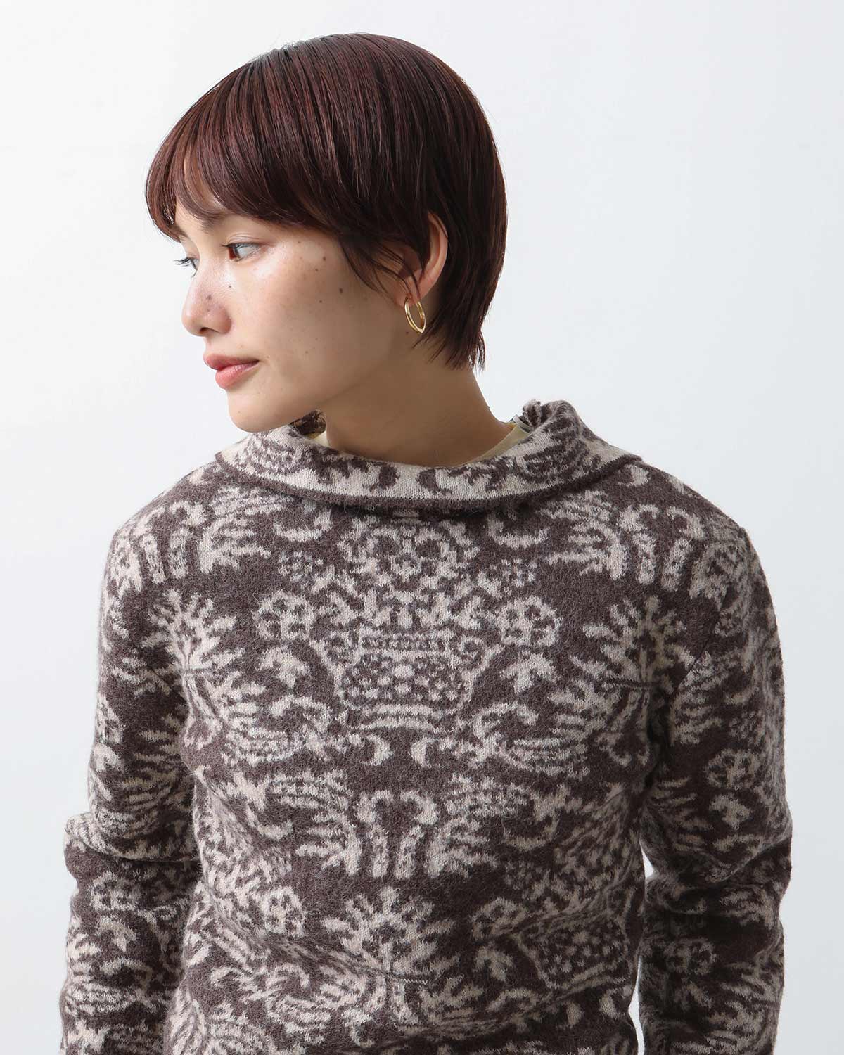 FELTED JACQUARD TURTLE NECK SWEATER