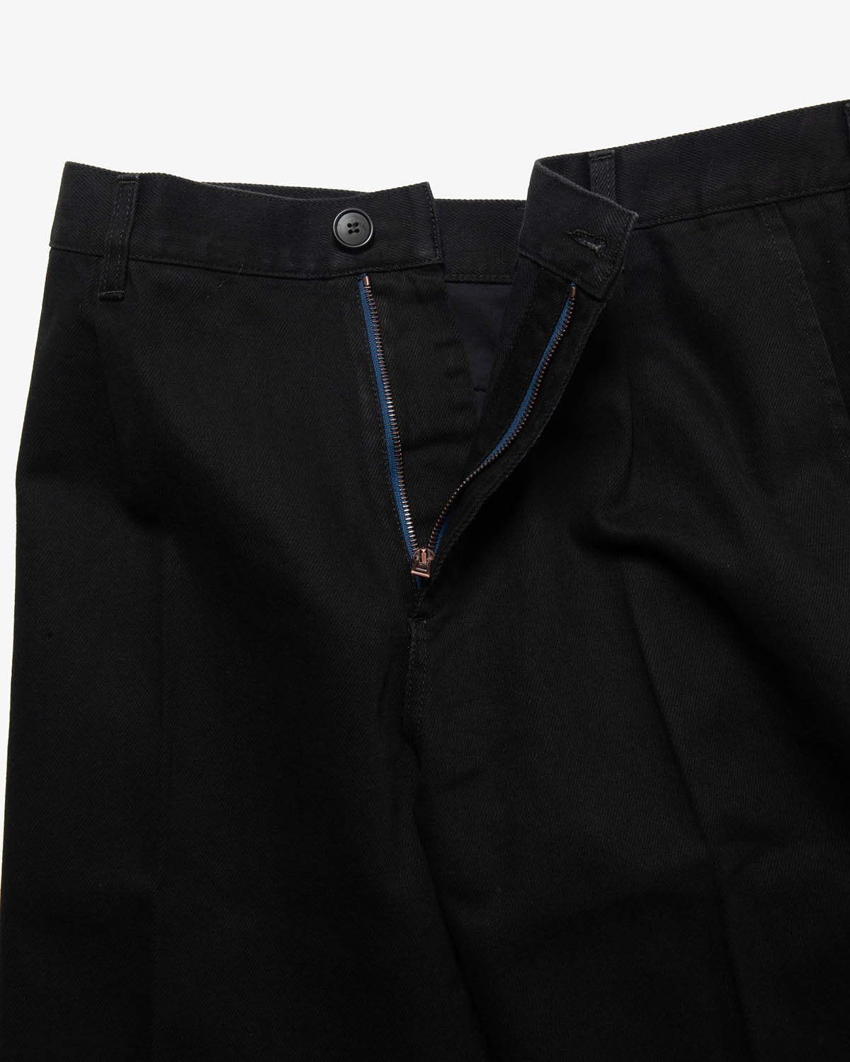 BLACK DENIM PLEATED TROUSERS