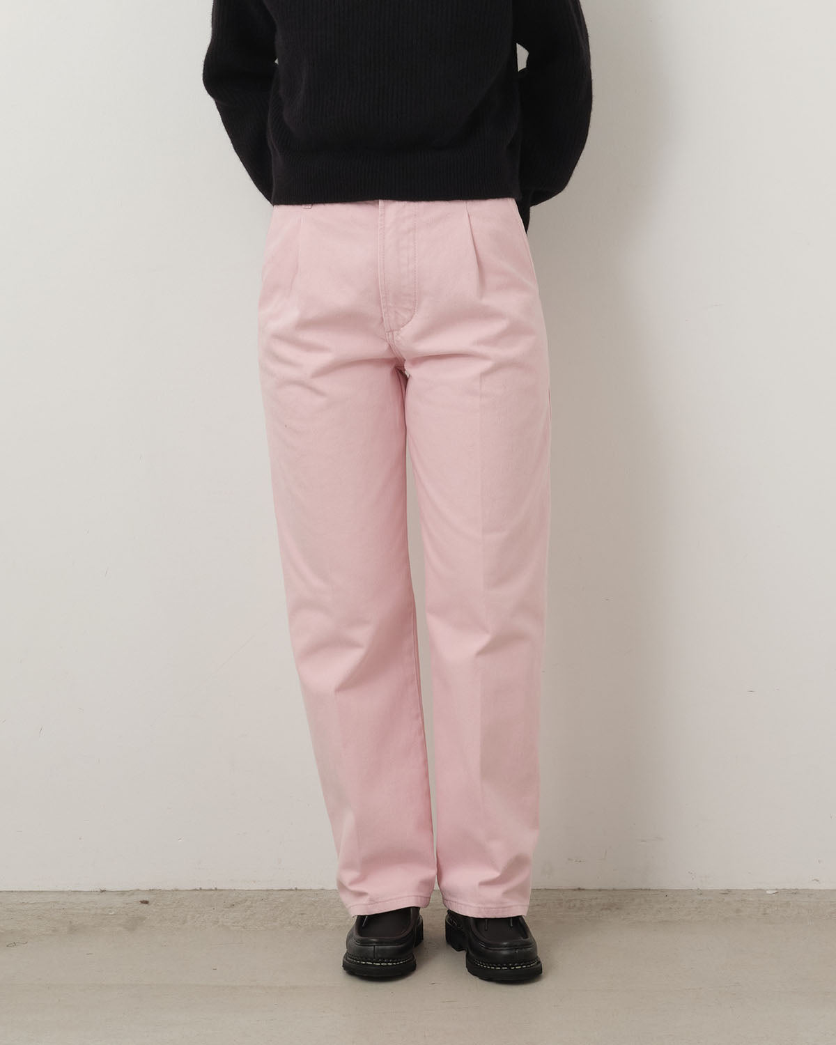 PLEATED DENIM TROUSERS