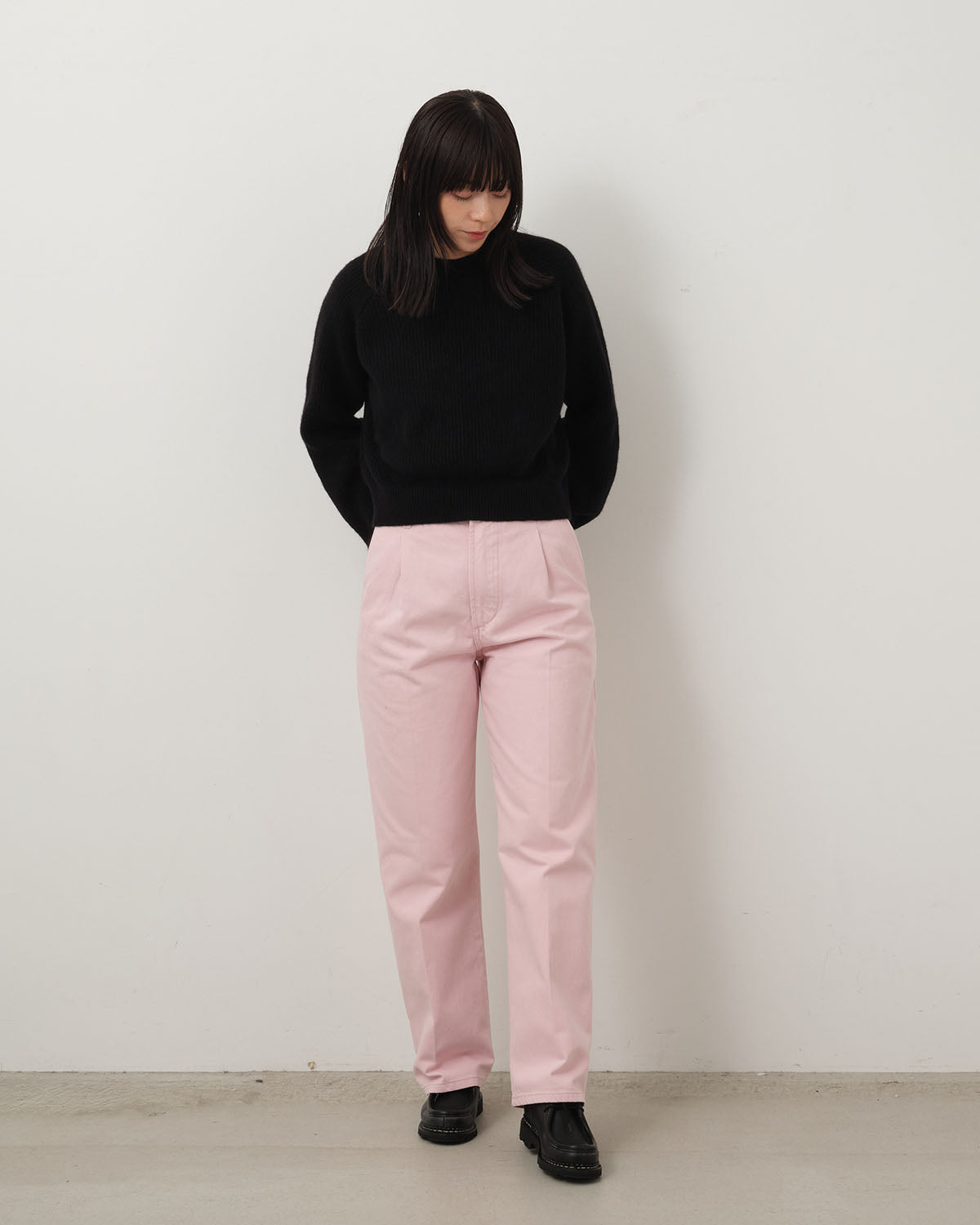 PLEATED DENIM TROUSERS