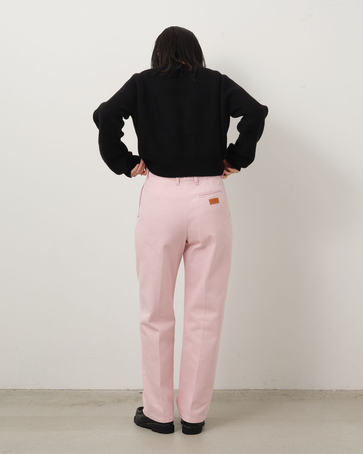 PLEATED DENIM TROUSERS