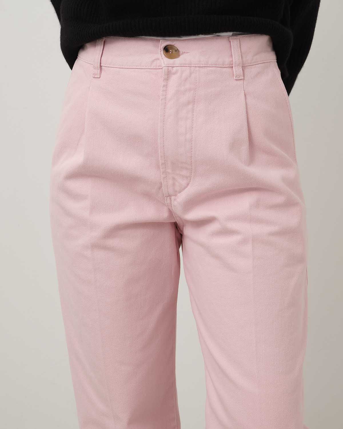 PLEATED DENIM TROUSERS