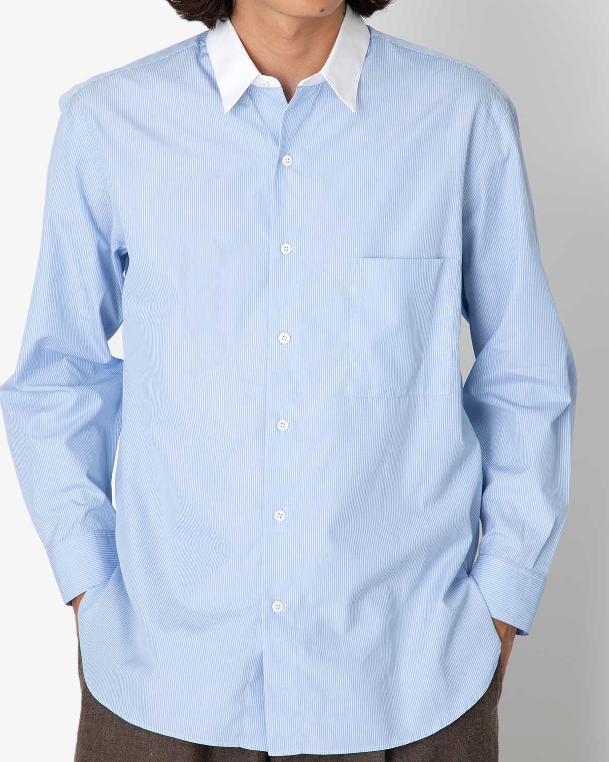 HANDMADE POPELINE MEN’S SHIRT WITH CONTRASTED COLLAR