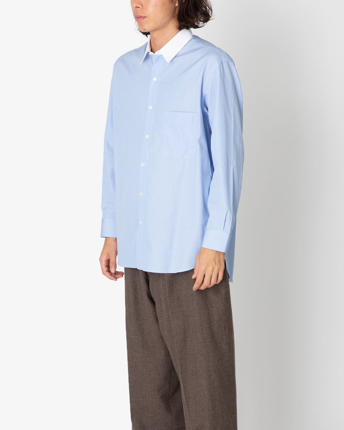 HANDMADE POPELINE MEN’S SHIRT WITH CONTRASTED COLLAR