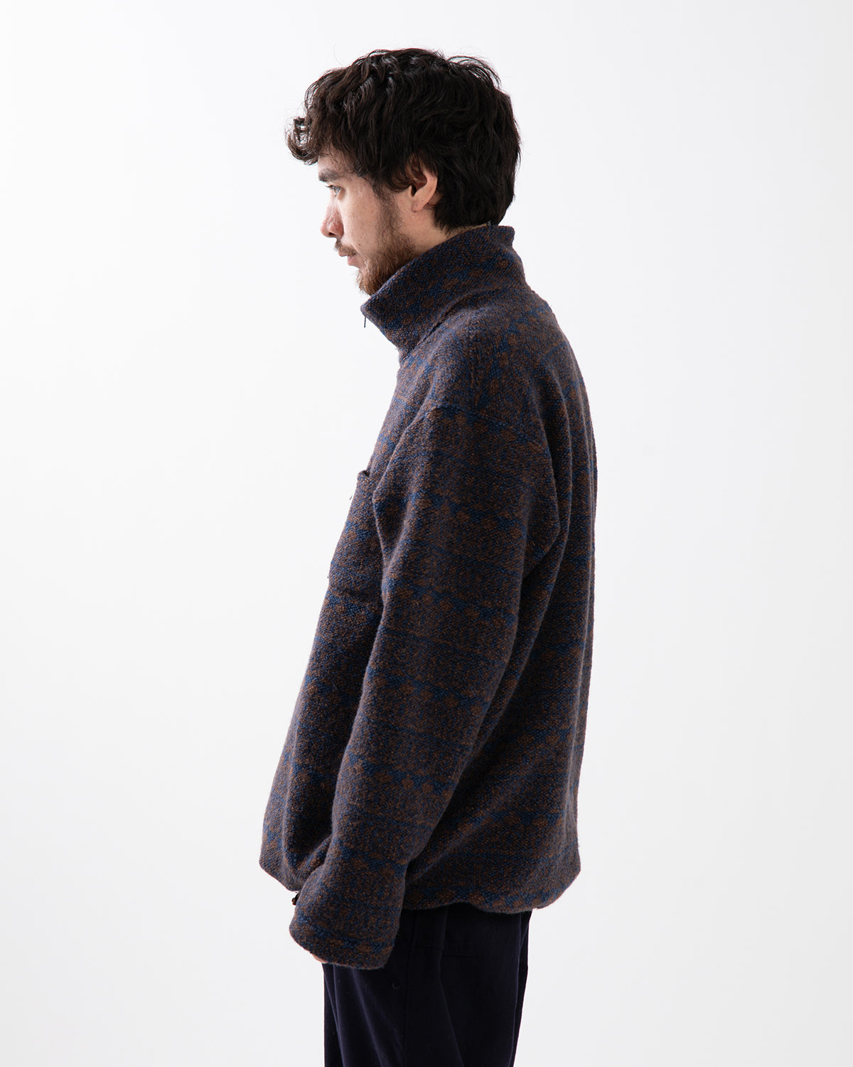 ZIP MOCK NECK - HORIZONTAL STRIPE SWEATER KNIT