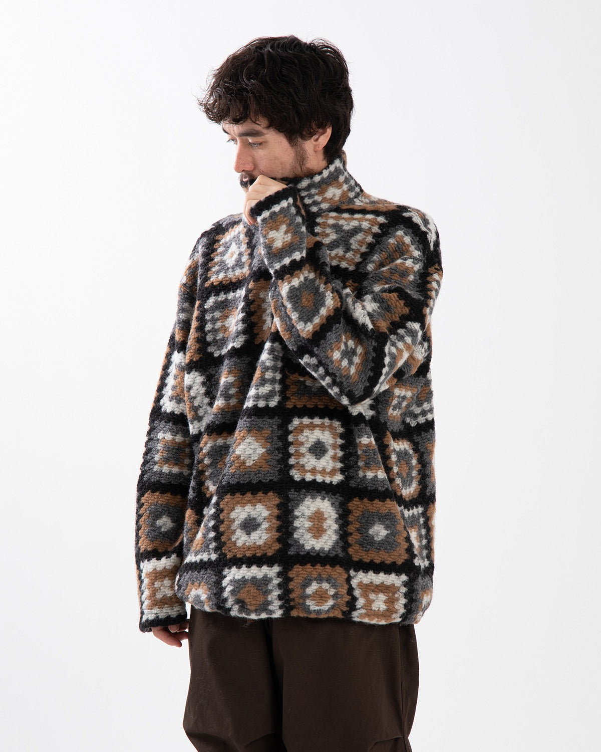 ZIP MOCK NECK - WOOL POLY CHENILLE