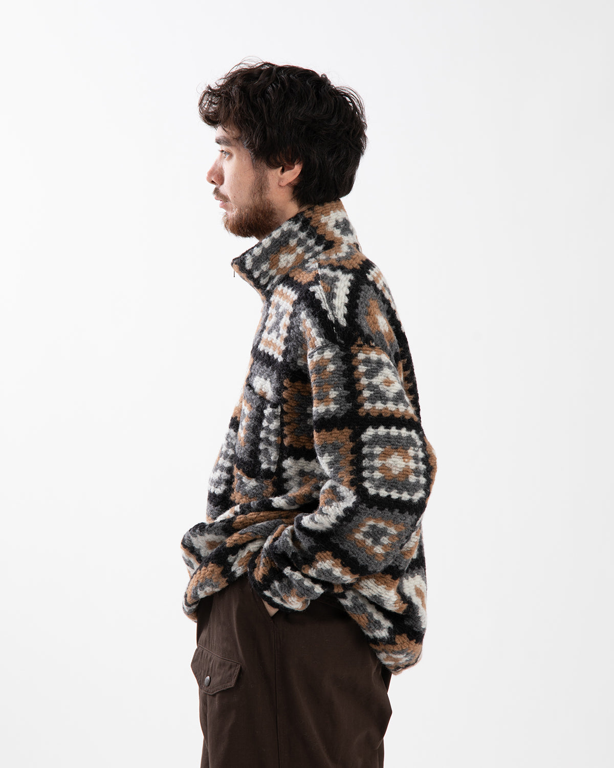 ZIP MOCK NECK - WOOL POLY CHENILLE