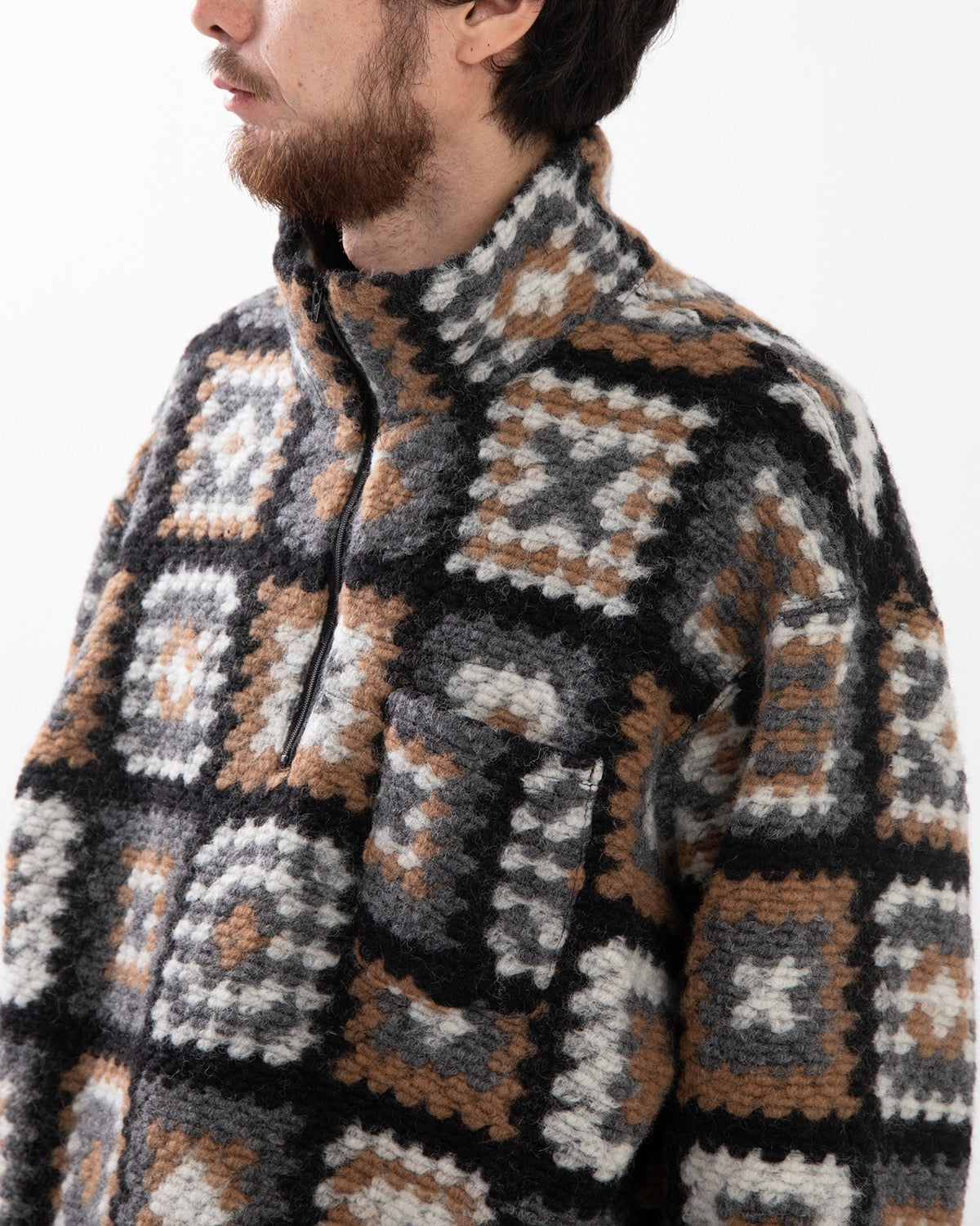 ZIP MOCK NECK - WOOL POLY CHENILLE