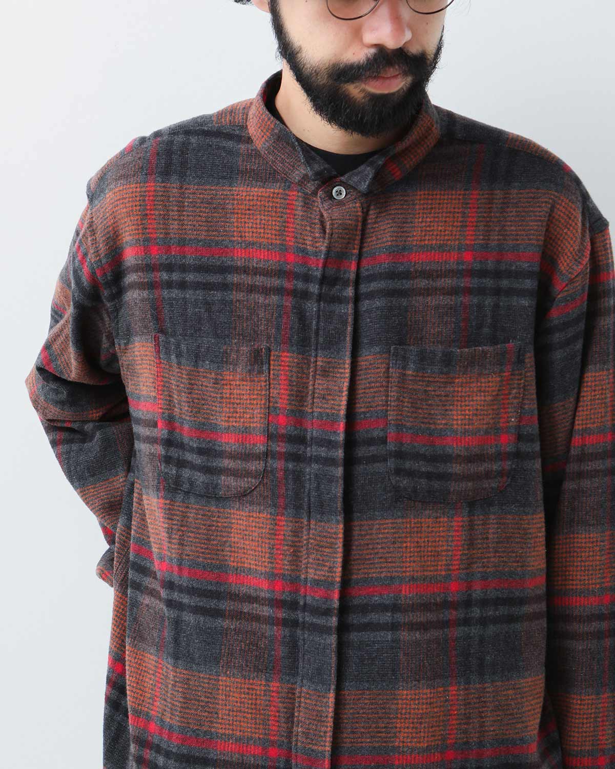 WING COLLAR SHIRT - COTTON PLAID FLANNEL