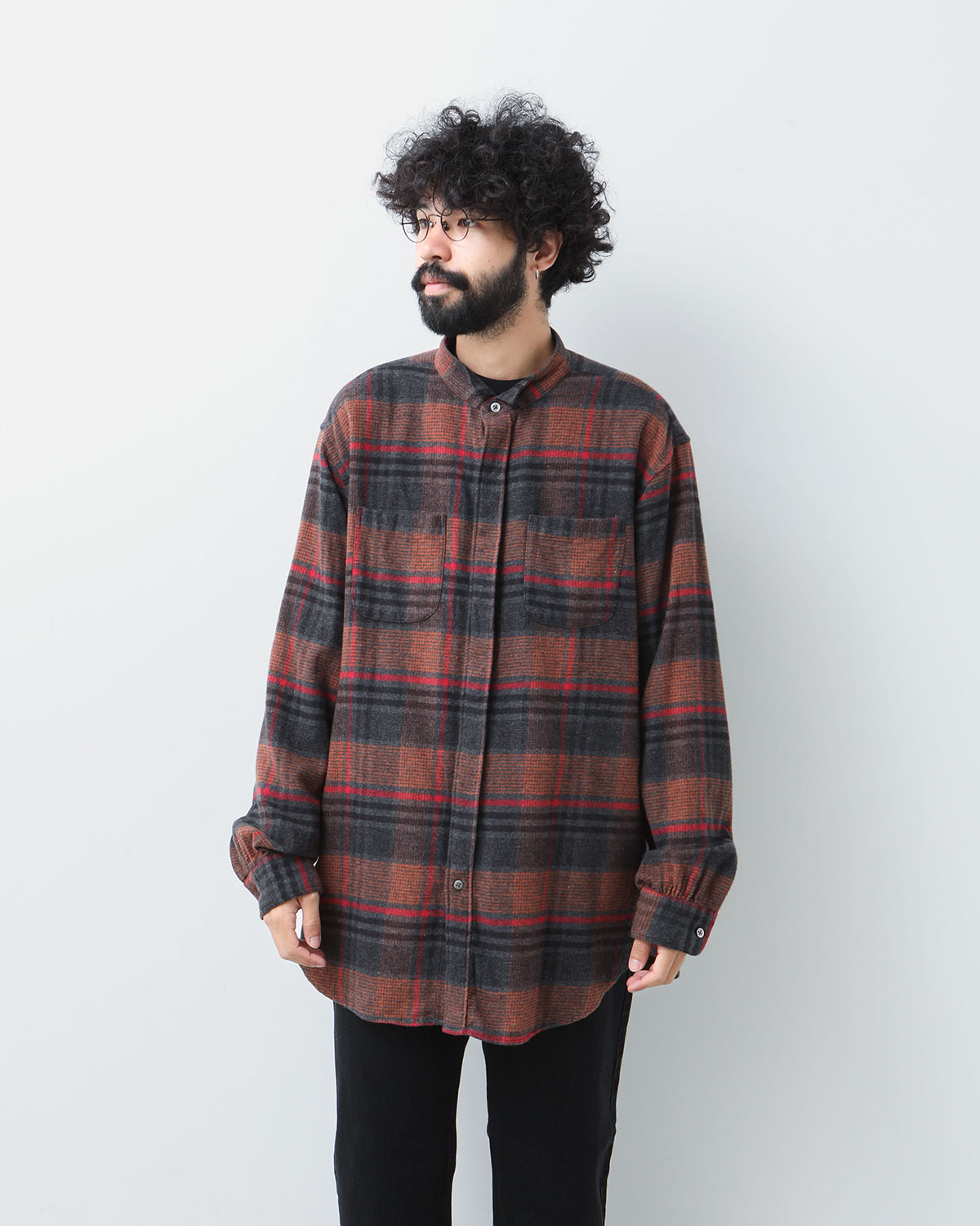 WING COLLAR SHIRT - COTTON PLAID FLANNEL