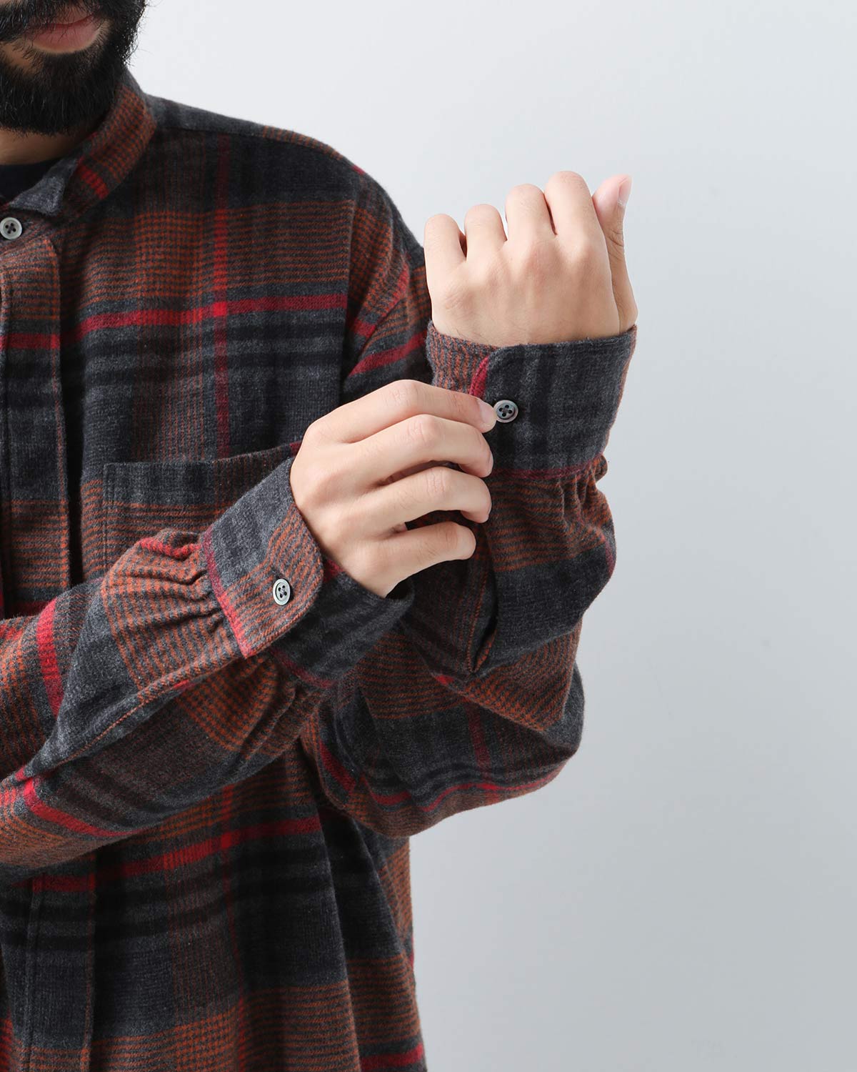 WING COLLAR SHIRT - COTTON PLAID FLANNEL