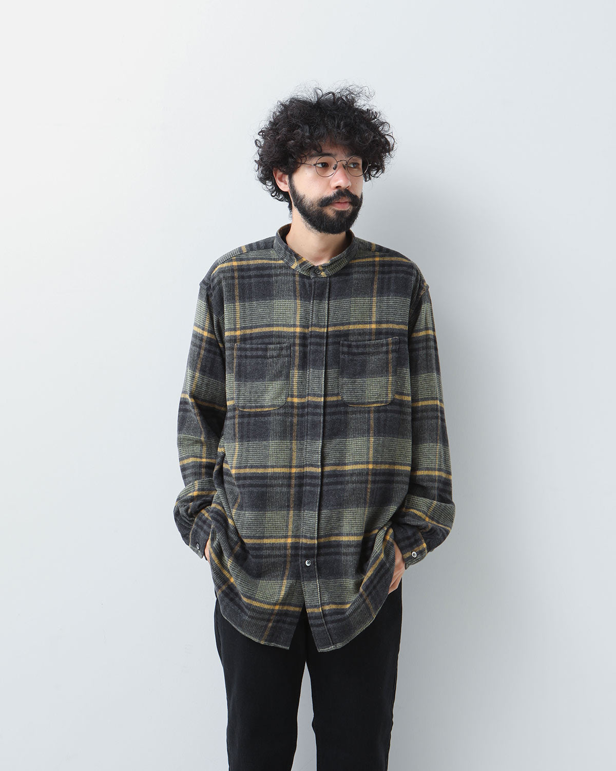 WING COLLAR SHIRT - COTTON PLAID FLANNEL