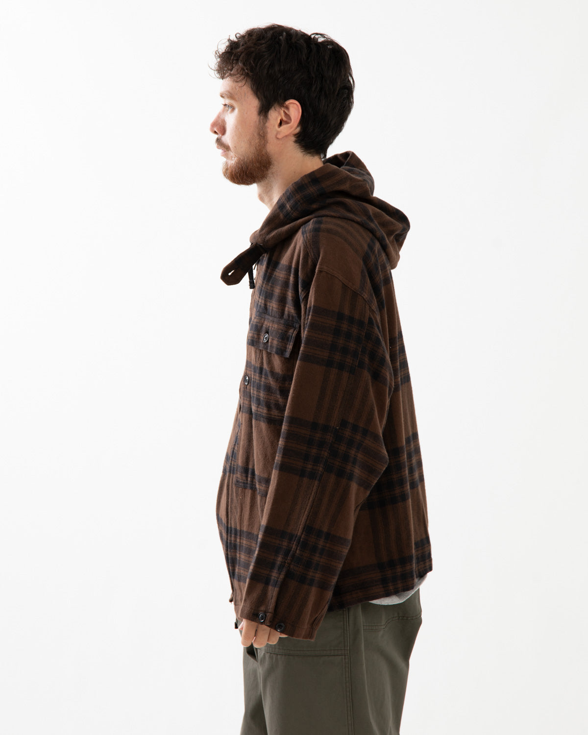 ZIP HOODED SHIRT - COTTON FLANNEL PLAID