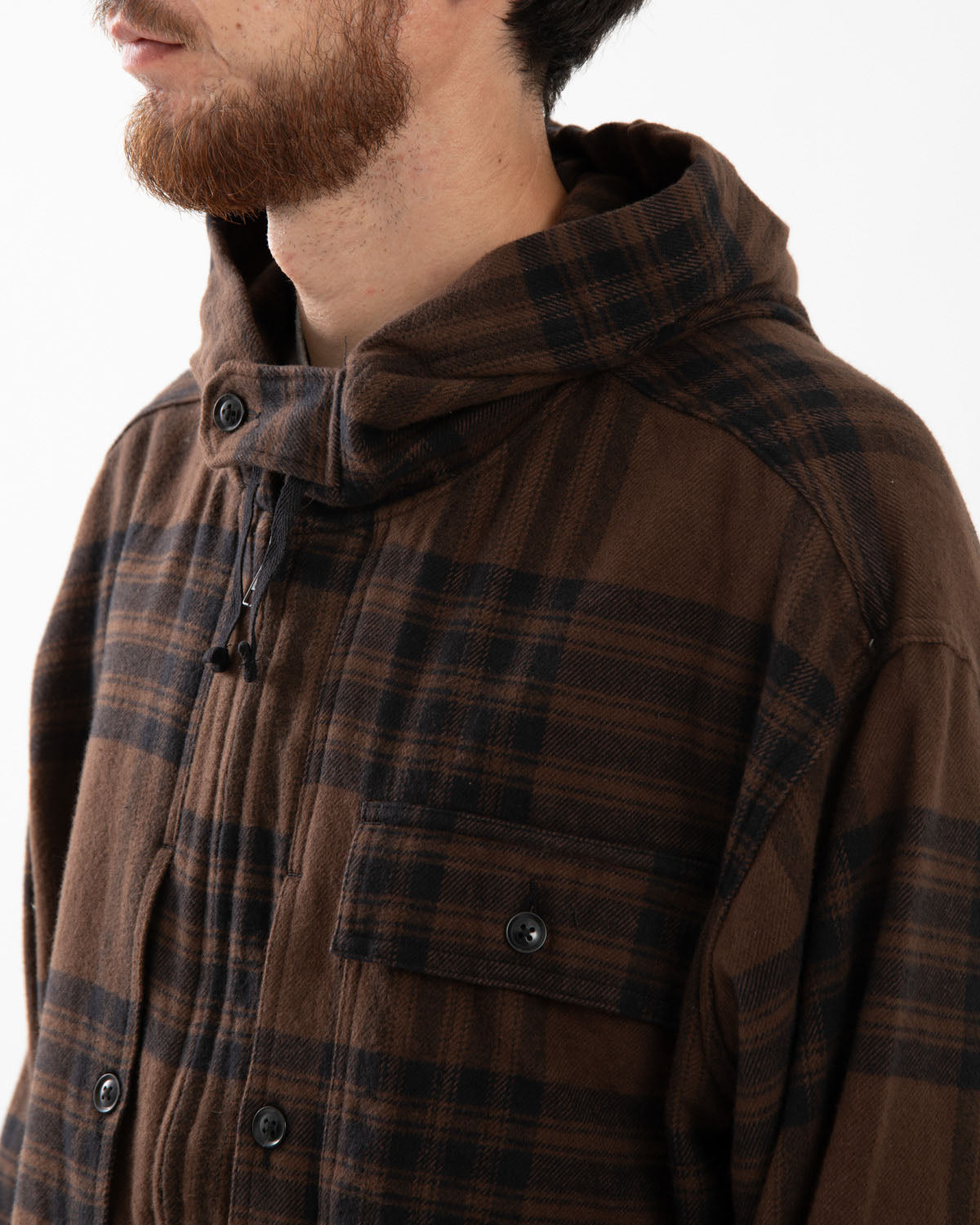 ZIP HOODED SHIRT - COTTON FLANNEL PLAID