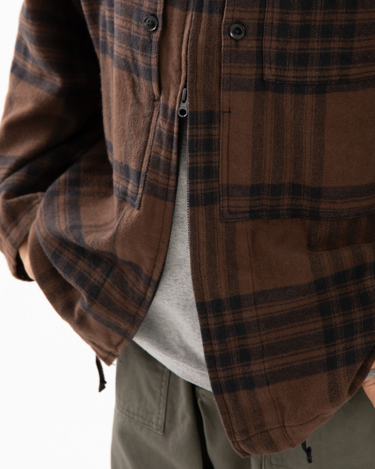 ZIP HOODED SHIRT - COTTON FLANNEL PLAID