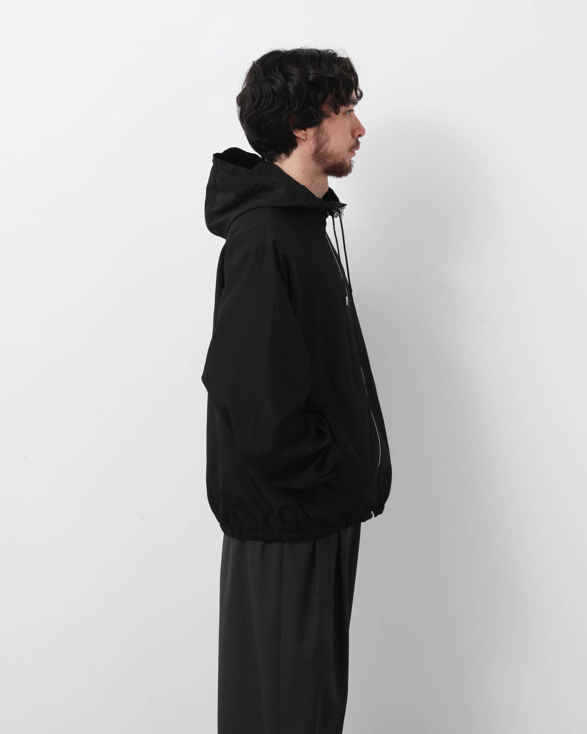 SILK HOODED ZIP BLOUSON