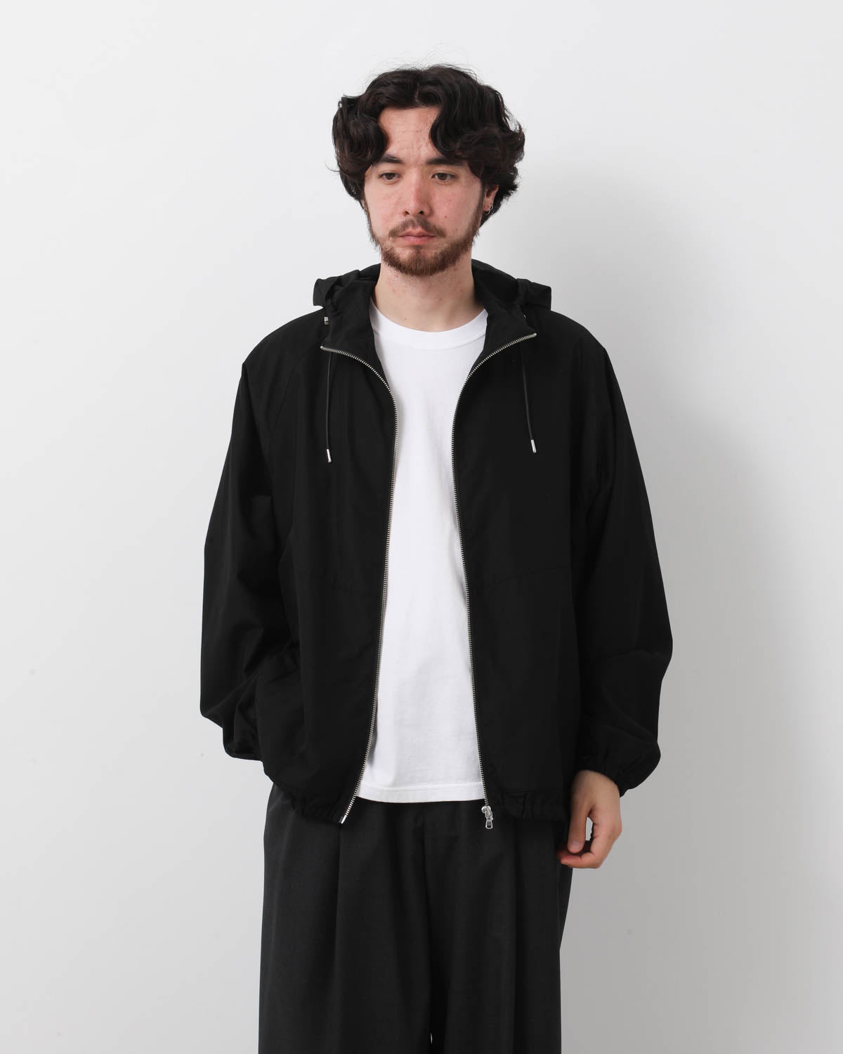 SILK HOODED ZIP BLOUSON