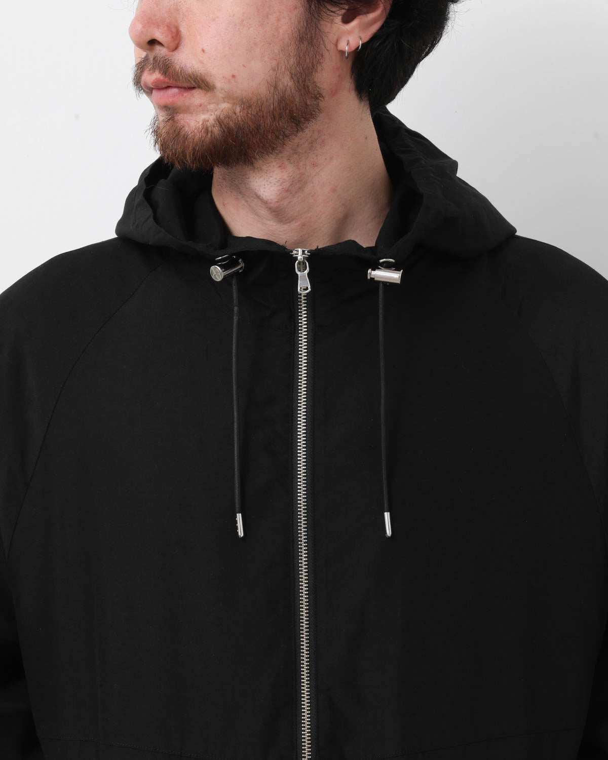 SILK HOODED ZIP BLOUSON