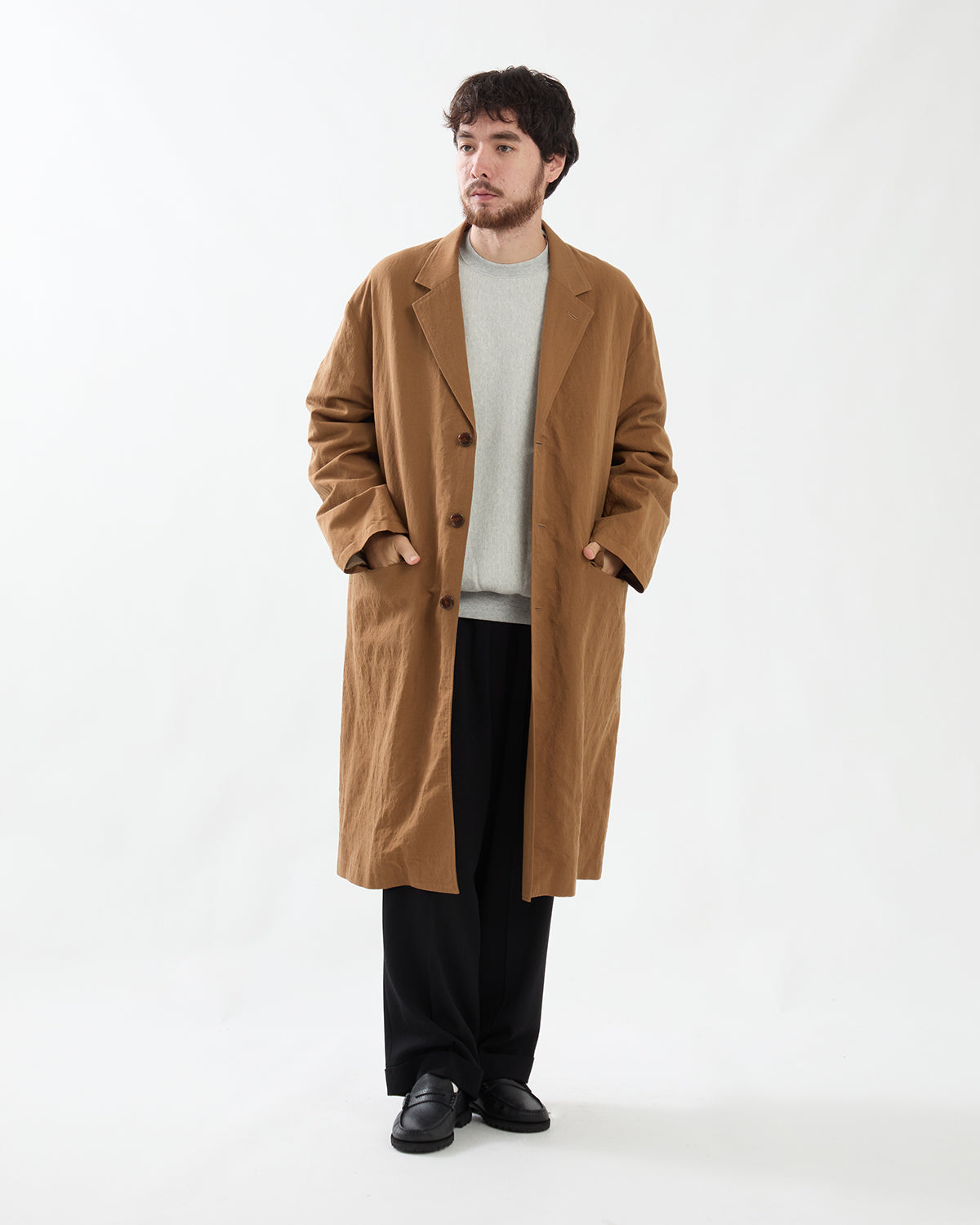 WOOL LINEN CHESTER COAT