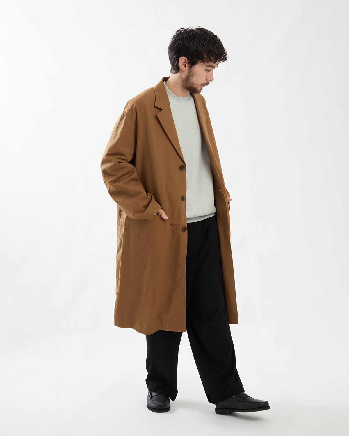 WOOL LINEN CHESTER COAT