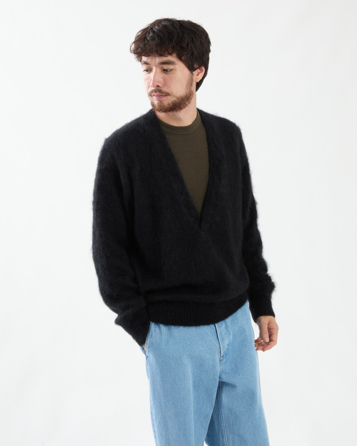 SILK KID MOHAIR V-NECK P/O
